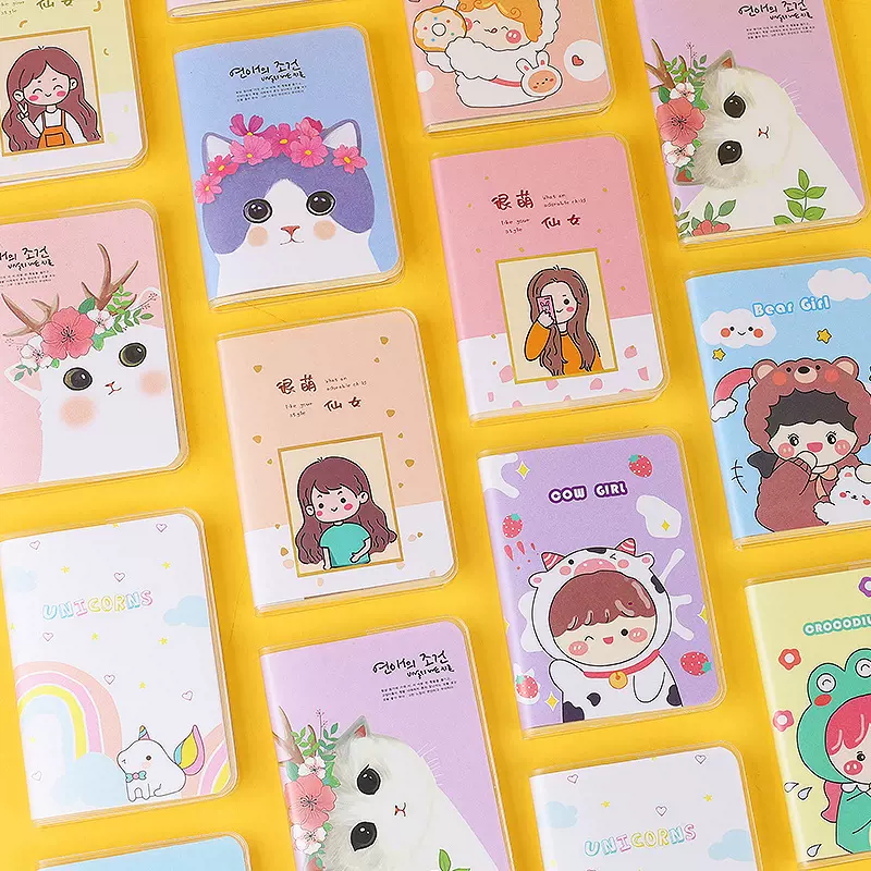 卡通胶套笔记本学生奖品口袋迷你日记本可爱便携塔扣便签手账本子