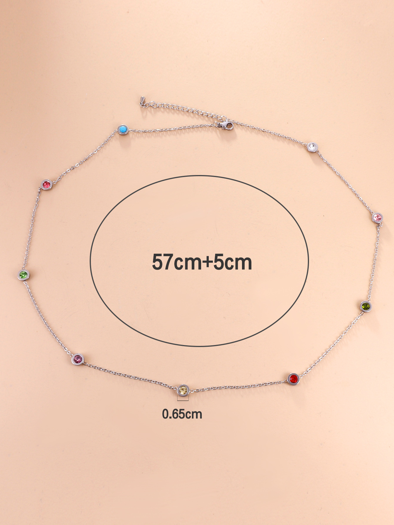 Mode Rond Acier Inoxydable Strass Collier display picture 1