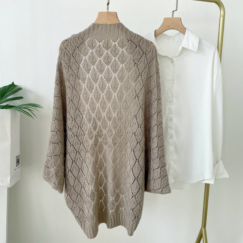 Diamante hueco-fuera de punto chal para las mujeres estilo coreano primavera y verano Oficina aire acondicionado habitación cálida chaqueta en vivo caliente