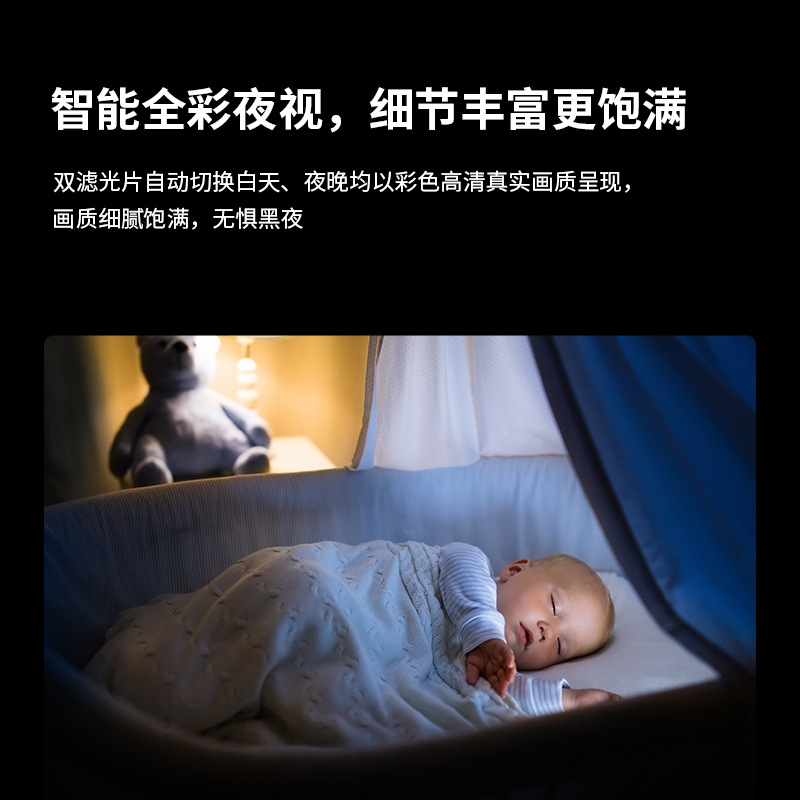 Procesamiento personalizado cámara de monitoreo interior de doble lente panorámica de visión nocturna doméstica inalámbrica WiFi enlace de cámara