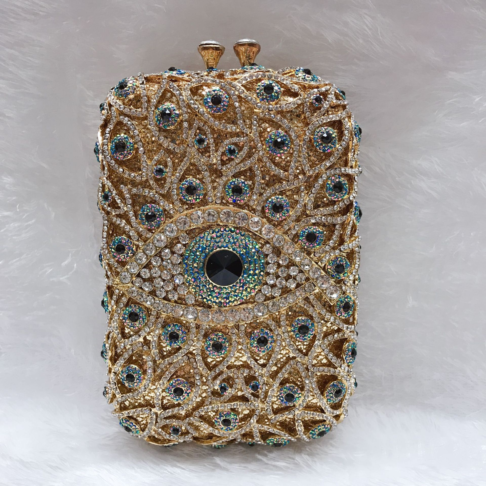 Crystal clutch ojos diamantes bolsa de cena vestido de cristal bolsa de metal de diamantes llenos bolsa de mano vertical