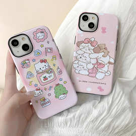 Kitty猫手机壳苹果14pm双层韩国菲林壳iPhone13Pro大孔15Pro保护