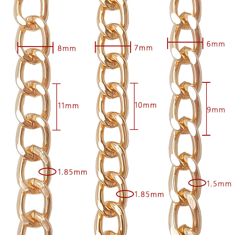 Collar artesanal transfronterizo cadena de aluminio semiacabada de 5 metros con accesorios de joyería de bricolaje en rollo Cadena metálica decorativa de equipaje