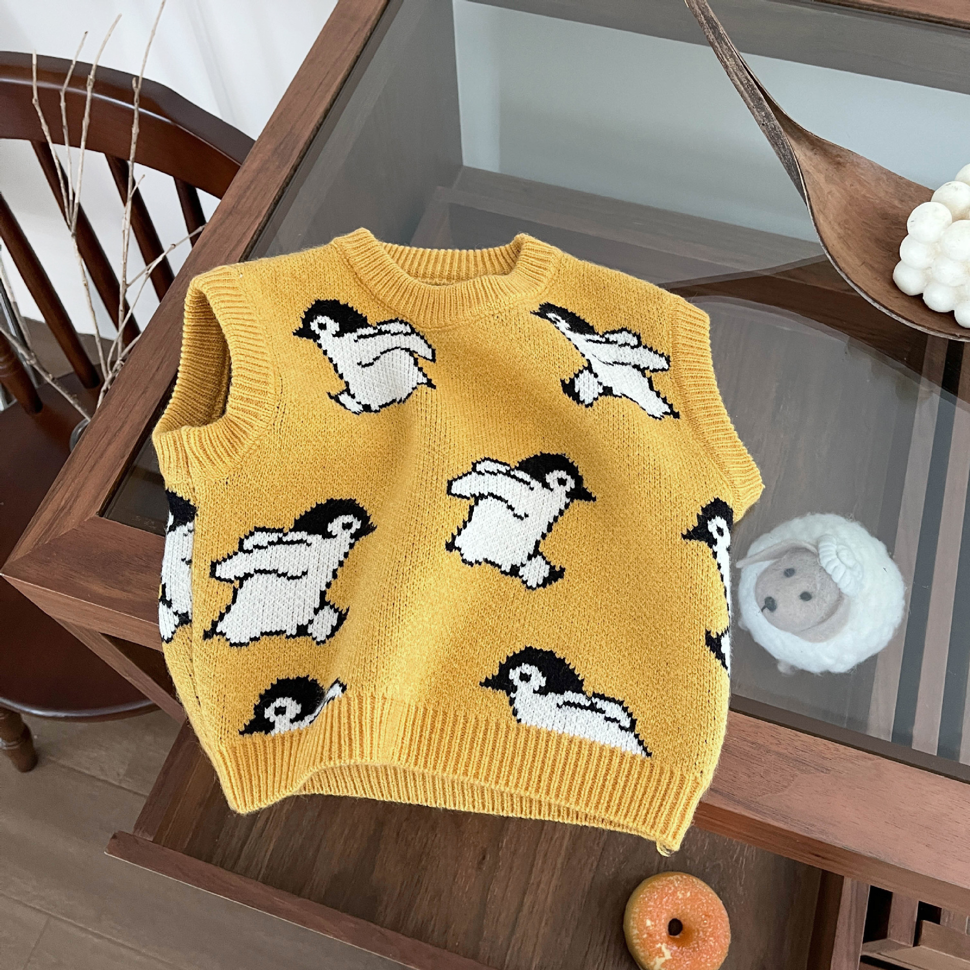 Primavera y otoño coreano chaleco suéter para bebés, suéter para niños, chaleco de estilo extranjero, chaleco de punto para bebés