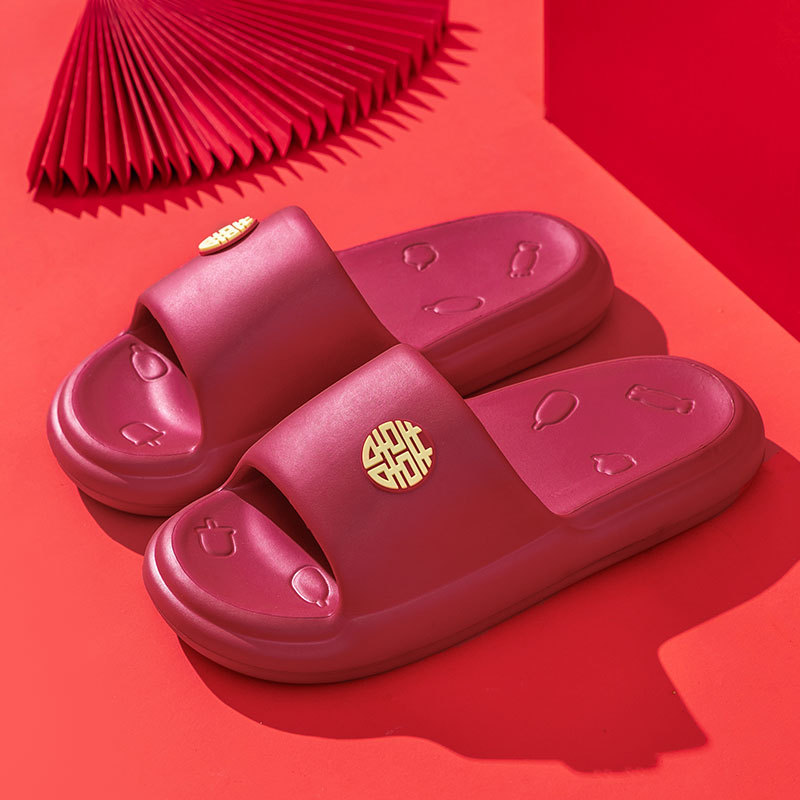 Zapatillas DE BODA Rojas pareja nueva boda novia dote hogar Baño antideslizante plataforma festiva sandalias verano