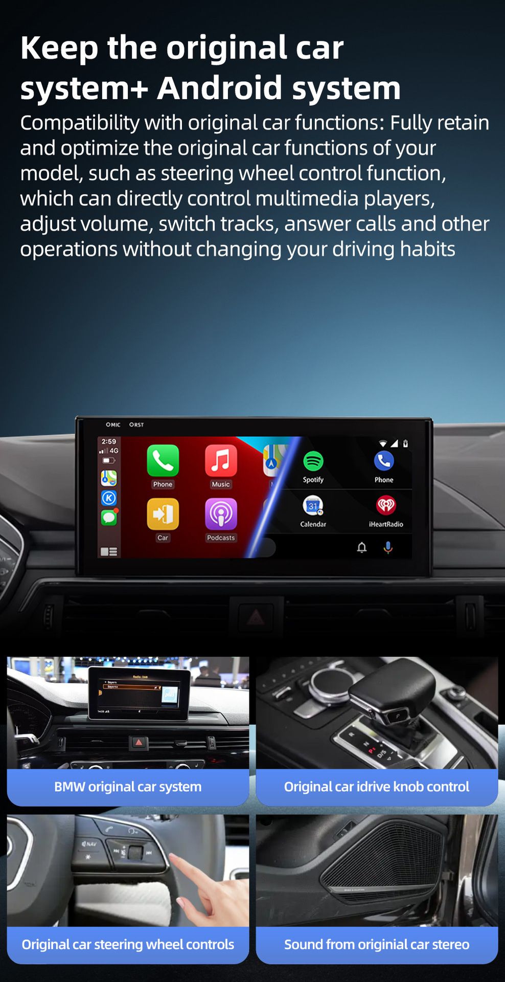 Suitable for Audi A4 A5 S5 B9 Android all-in-one car DVD navigation wireless Carplay central control large screen