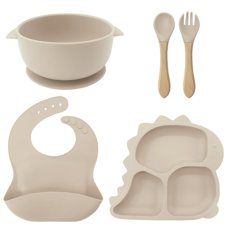 Baby Products Factory Vajilla para bebés Juego de vajilla de silicona para recién nacidos Juego de vajilla para niños de dibujos animados Juego de complementos alimenticios