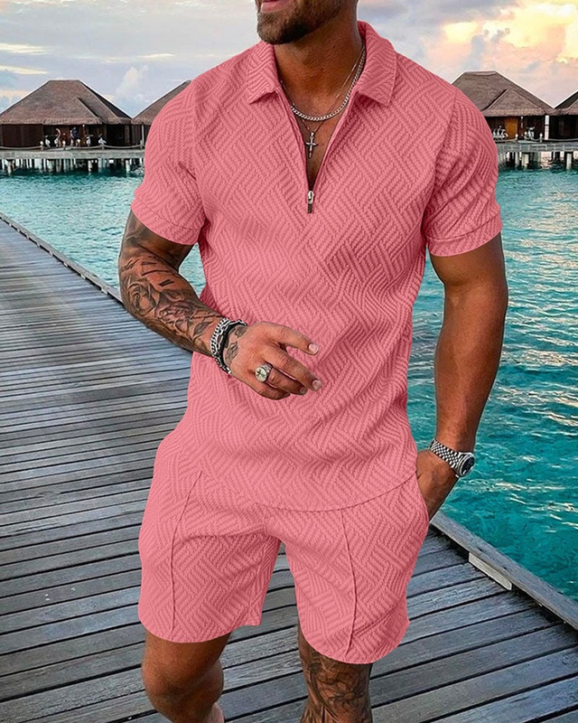 2025POLO ジッパーシャツ半袖スーツ独立系越境欧米紳士服新作独立系供給カジュアルスポーツ|undefined