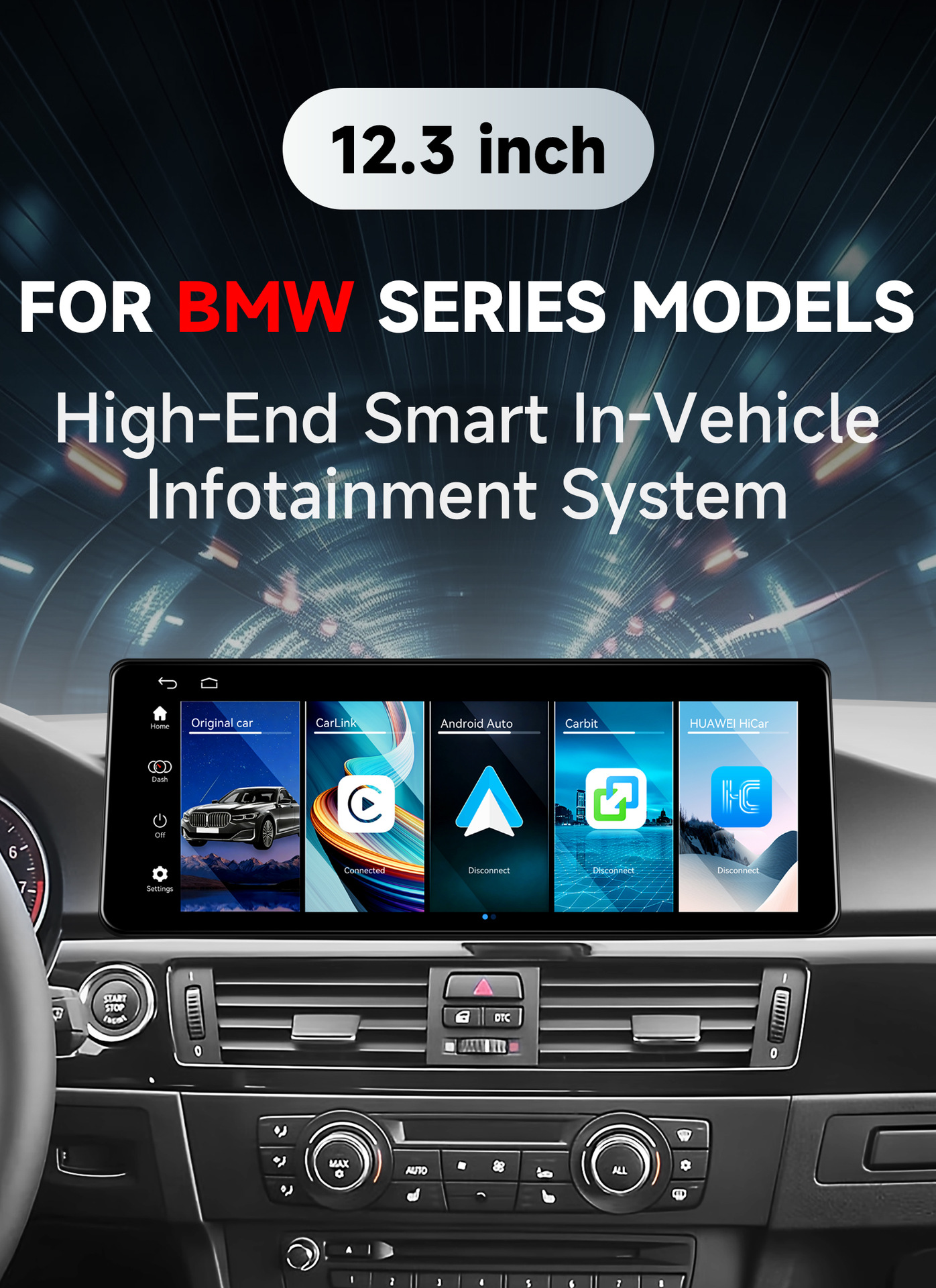 12.3inch Suitable for BMW 05-08 E90 E92 3 Series central control large screen Linux car GPS navigation CCC