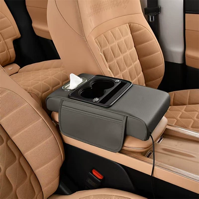 Height-Increasing Pad, Armrest box - gray-multifunctional-with-cup-holder-charging-model