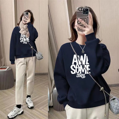 新しいスウェットシャツの女性の春と秋の薄いオーバーサイズルーズプリントファッションボトリングシャツ女性のための多用途