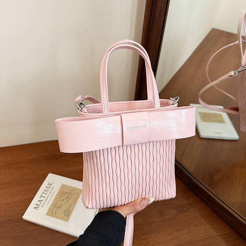Bolso de moda coreano 2025 verano nuevo bolso femenino lazo princesa bandolera bolso bandolera corrugado fresco