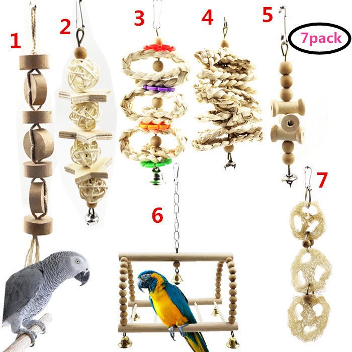 7-шт попугай сочетание игрушка птица игрушка качели лестница стенд внешней торговли сочетание горячей продажи 225 г