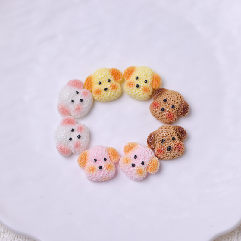 Cute Cartoon Realistic Puppy Head Perforated Resin Accessories DIY Handmade Creative Bracelet Beading Materials