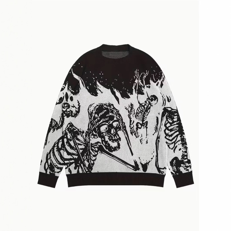 Cross-Border Hot Selling Halloween Skull 3D Printed Round Neck Sweater for Men, Autumn and Winter Loose Trendyy Personalized Tops in Stock Cross-Border Hot Selling Halloween Skull 3D Printed Round Neck Sweater for Men, Autumn and Winter Loose Trendyy Personalized Tops in Stock