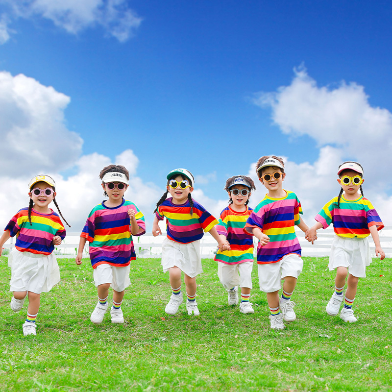 六一儿童节演出服幼儿园彩虹可爱套装舞蹈表演服小学生毕业照服装
