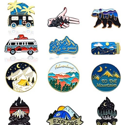 15 pieces outdoor travel alloy brooch suit cartoon cute jacket hat backpack decoration pin badge