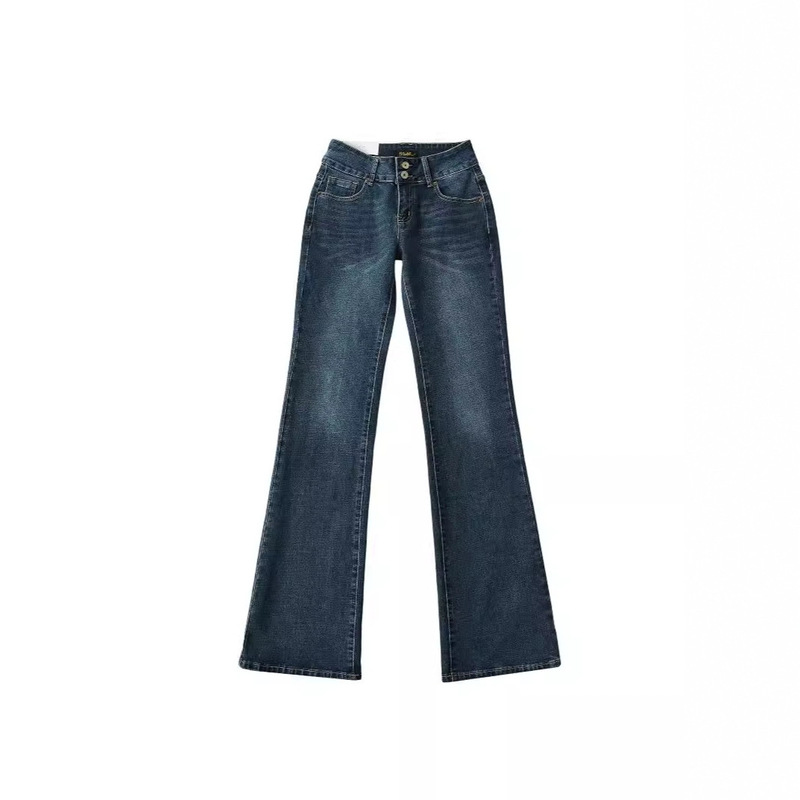 American-style Retro Low-rise Slip-on-the-floor Jeans Women's Hot Girl Meat-covered Double-layer Waist Flared Pants Trendy Pants