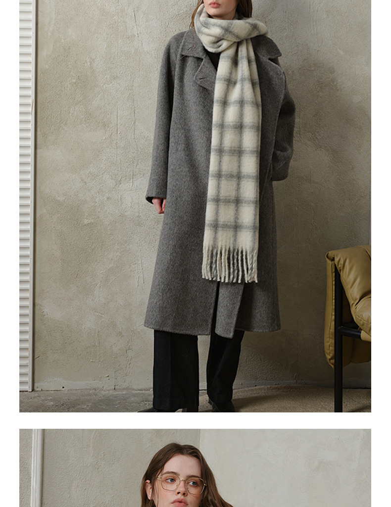 Wollkarierter Schal Damen Herbst und Winter Erhöhen Sie die weiche und einfache Atmosphäre Rosa karierter Schal Schal_voghion.com