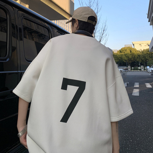 American street style short-sleeve T-shirt for men, Western and Eastern trendy brand clothing, fashionable oversize, heavy 180g, summer 7.5-inch short sleeve