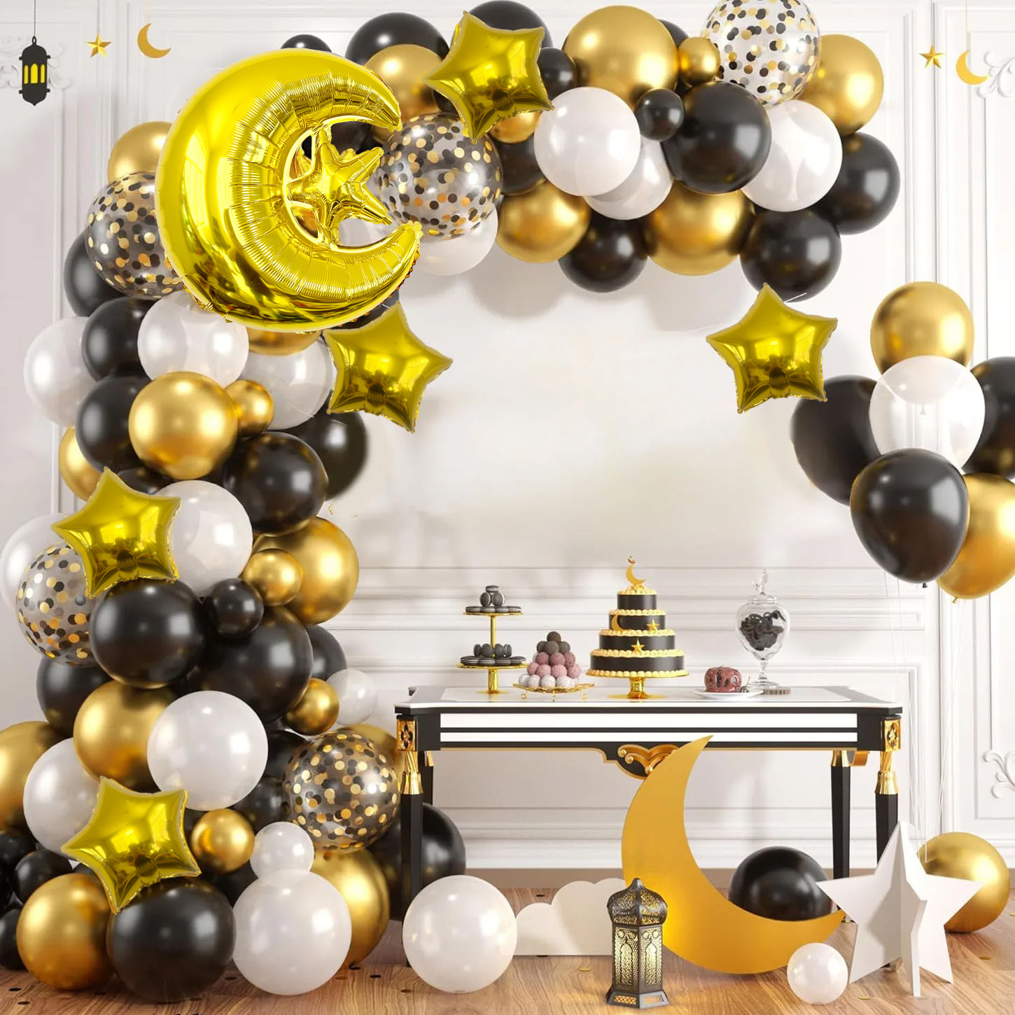 Amazon Latex Balloon Black Set Middle East Festival Party Scene Layout Star Moon Decorative Balloon