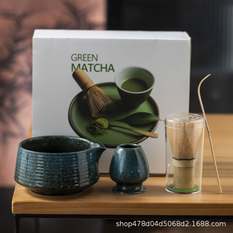 陶磁抹茶茶碗日本式抹茶用セット茶竹抹茶ブラシ百本立宋代茶道ギフトボックス|undefined