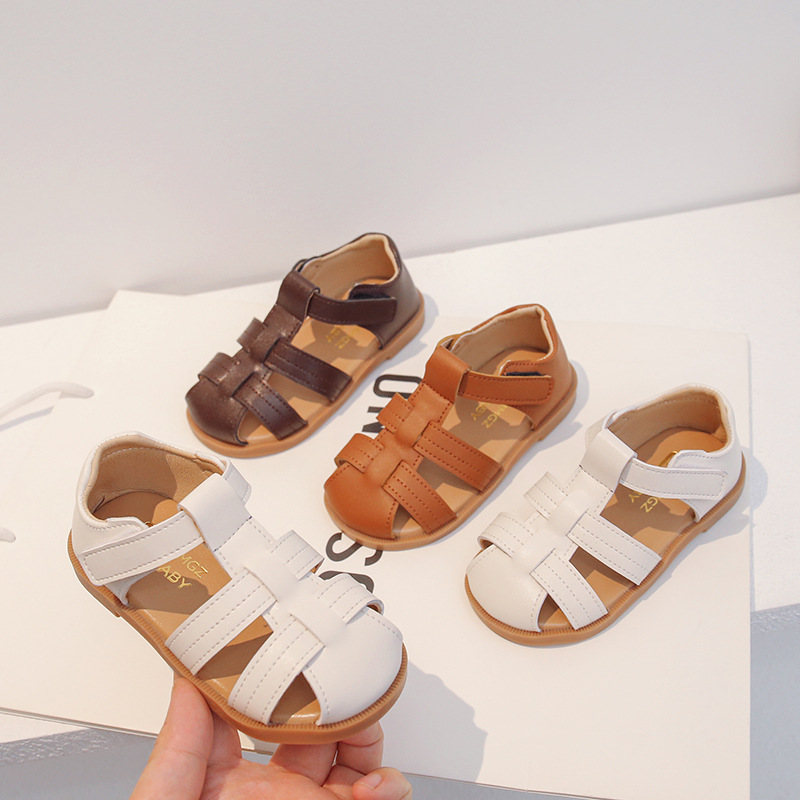 2024 Summer New Arrival Girls' Sandals: Closed-Toe Casual Woven-Strap Princess Shoes in Solid Colors, Perfect for Little & Big Kids—Ideal for Beach and School Wear