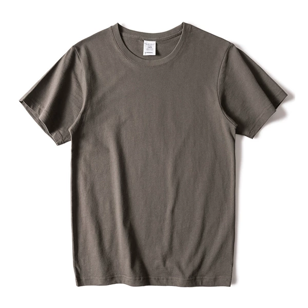 Dark gray round neck short-sleeved cotton
