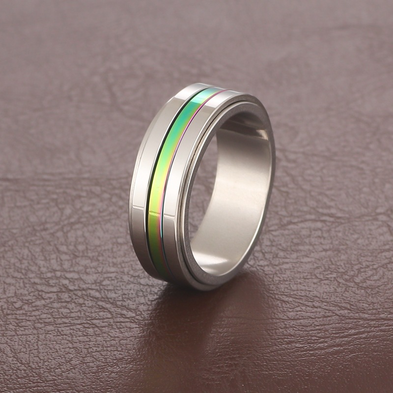 All Seasons Season Vacation Classic Style Color Block Titanium Steel Plating Men's Rings Men Band Rings