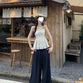甜美碎花串珠吊带女夏款度假风抹胸背心无袖裙摆小上衣休闲其他