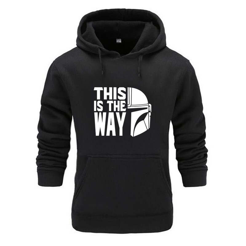 2025 New Foreign Trade Wholesale Star Wars the Mandalorian Hooded Pullover Sports Sweatshirt Plus Velvet Long Sleeves