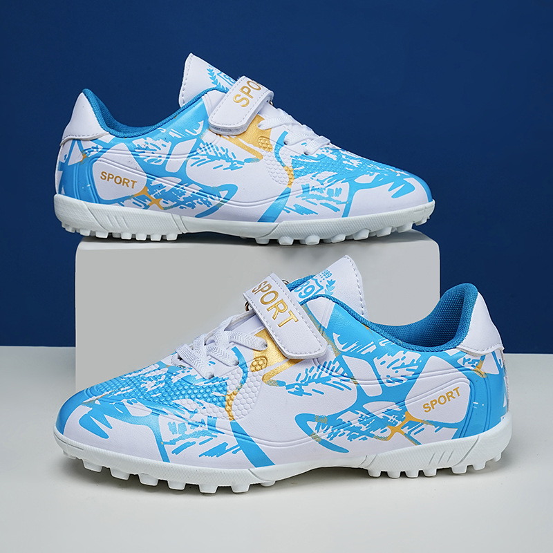 Scarpe da calcio per bambini ShoeGlobe con velcro per ragazzi, TF, studenti delle scuole elementari, ragazze, adolescenti, AG, tacchetti lunghi per bambini più grandi_voghion.com