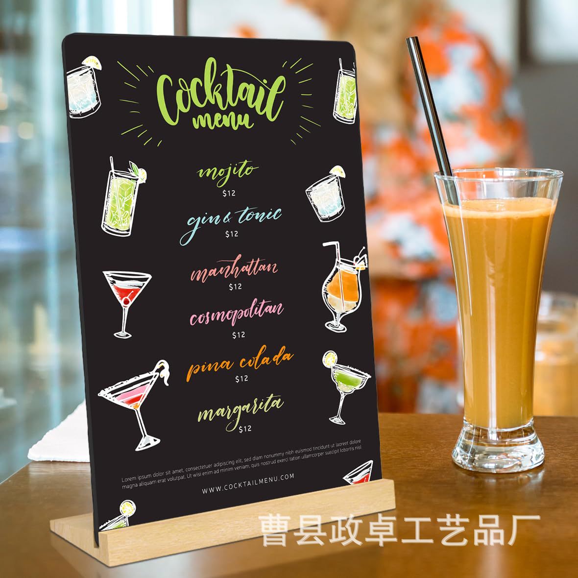 新款实木立式摆摊展示板画板桌创意家用涂色小黑板桌面宣传黑板