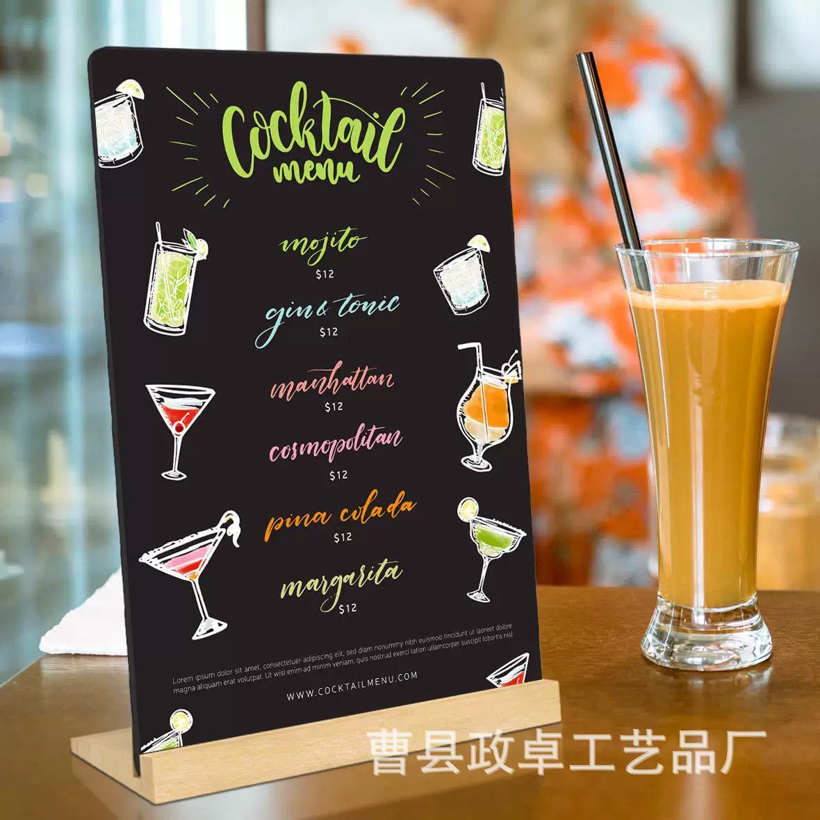 新款实木立式摆摊展示板画板桌创意家用涂色小黑板桌面宣传黑板