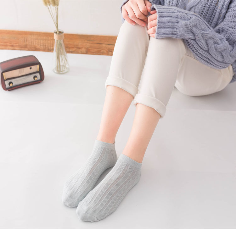 solid color striped short combed cotton socks 5-pairs nihaostyles clothing wholesale NSLSD80987