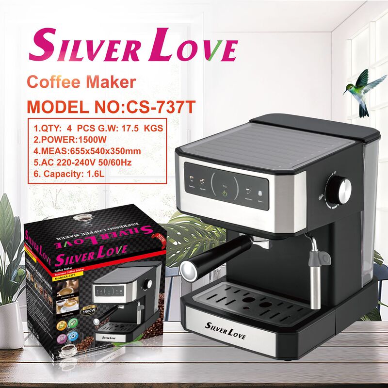 Foreign Trade Export 1.6L High-Quality Stainless Steel Multi-Functional Home Office Semi-Automatic Espresso Coffee Machine