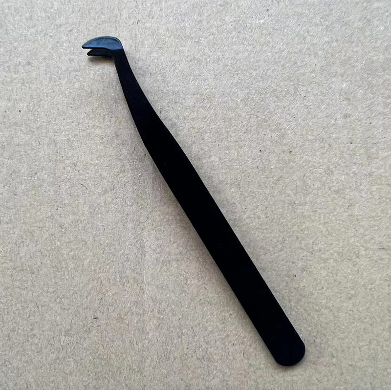 Pinzas para pestañas de acero inoxidable, punta curva, rosa