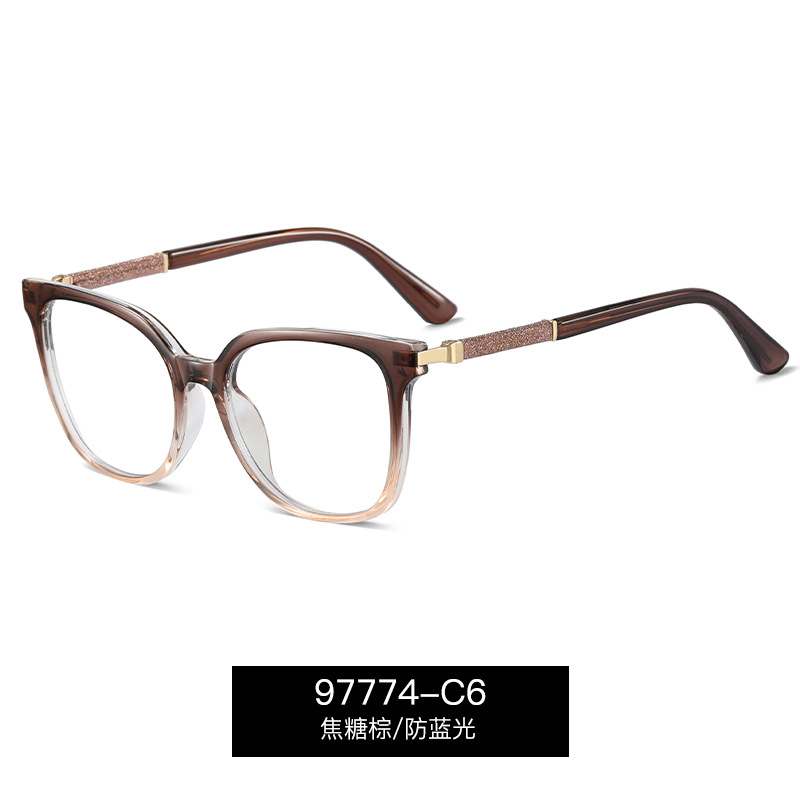 97774 Nuevas gafas anti-azul TR90 transfronterizas Gafas de montura completa Gafas planas de moda europea y americana para mujer