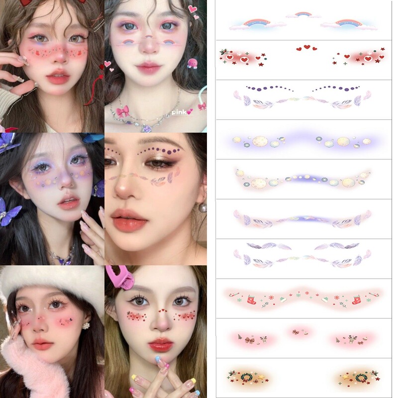Water Transfer Colorful Valentine's Day Face Sticker Cartoon Creative Halloween Eyebrow Sticker Cartoon Tattoo Sticker