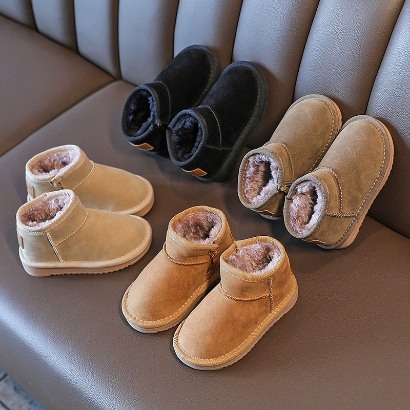 Зимние детские модные сапоги 2025 года в корейском стиле, укороченные сапоги для малышей, теплые хлопковые сапоги для мальчиков и девочек