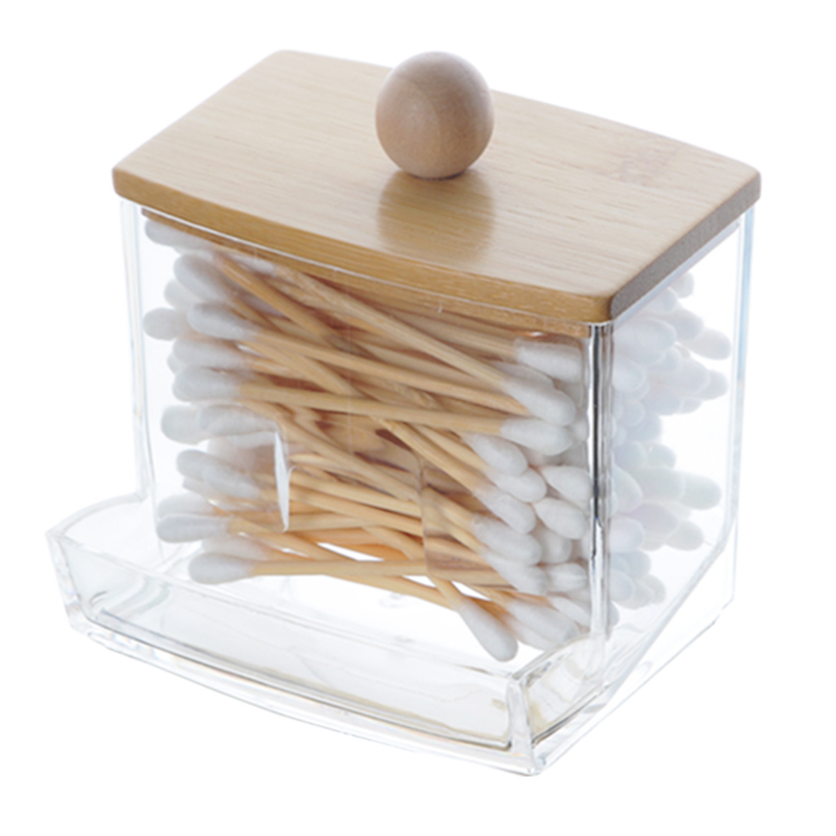 Caja de hisopo de algodón transparente caja de almacenamiento de hisopo de algodón con fugas baño tarro acrílico joyería caja de almacenamiento de plástico caja de cosméticos
