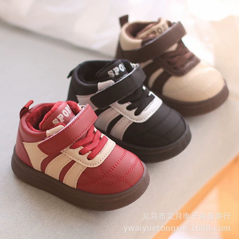 Мужские и женские детские мягкие корейские кроссовки детские кроссовки с бархатом теплые осенние и зимние новые хлопковые ботинки