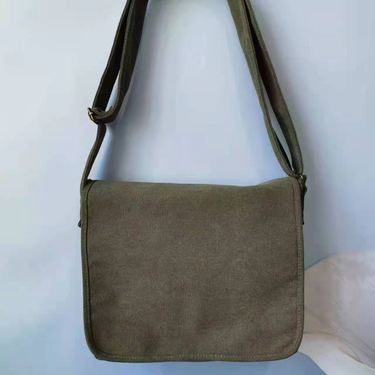 Bolso militar de hombre anti-guerra, bolso antiguo, bolso escolar, bolso militar verde puro, bolso de lona, bolso de hombre retro