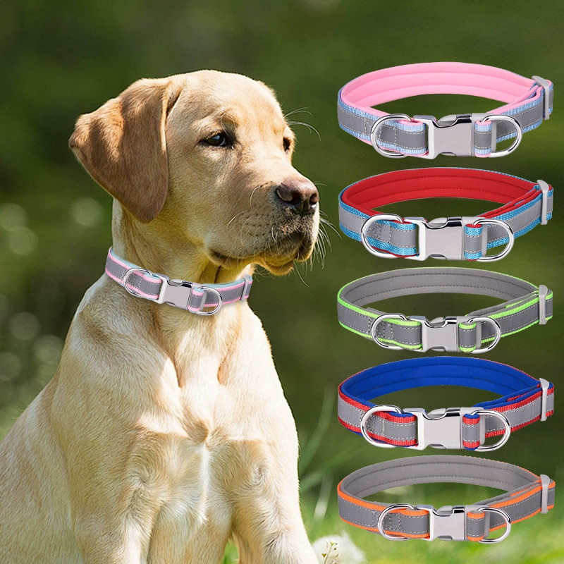 Новый стильный ошейник для питомца с возможностью гравировки, ошейник для собак с хлопковой подкладкой, для средних и крупных собак, готов к продаже