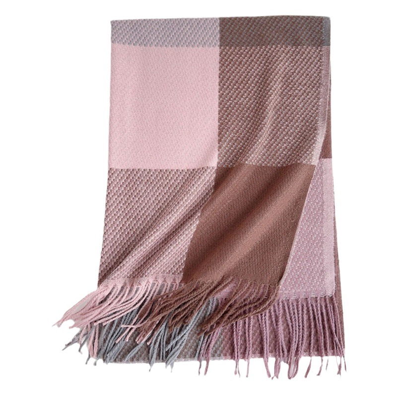 2023 nuevo chal de invierno versátil bufanda de borla gruesa Arco Iris a cuadros elegante simple bufanda de Cachemira