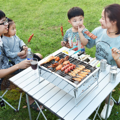 Portable Stainless Steel BBQ Grill with Thickened Design, Household Charcoal BBQ Grill, Small Size Grill, Customizable with LOGO
