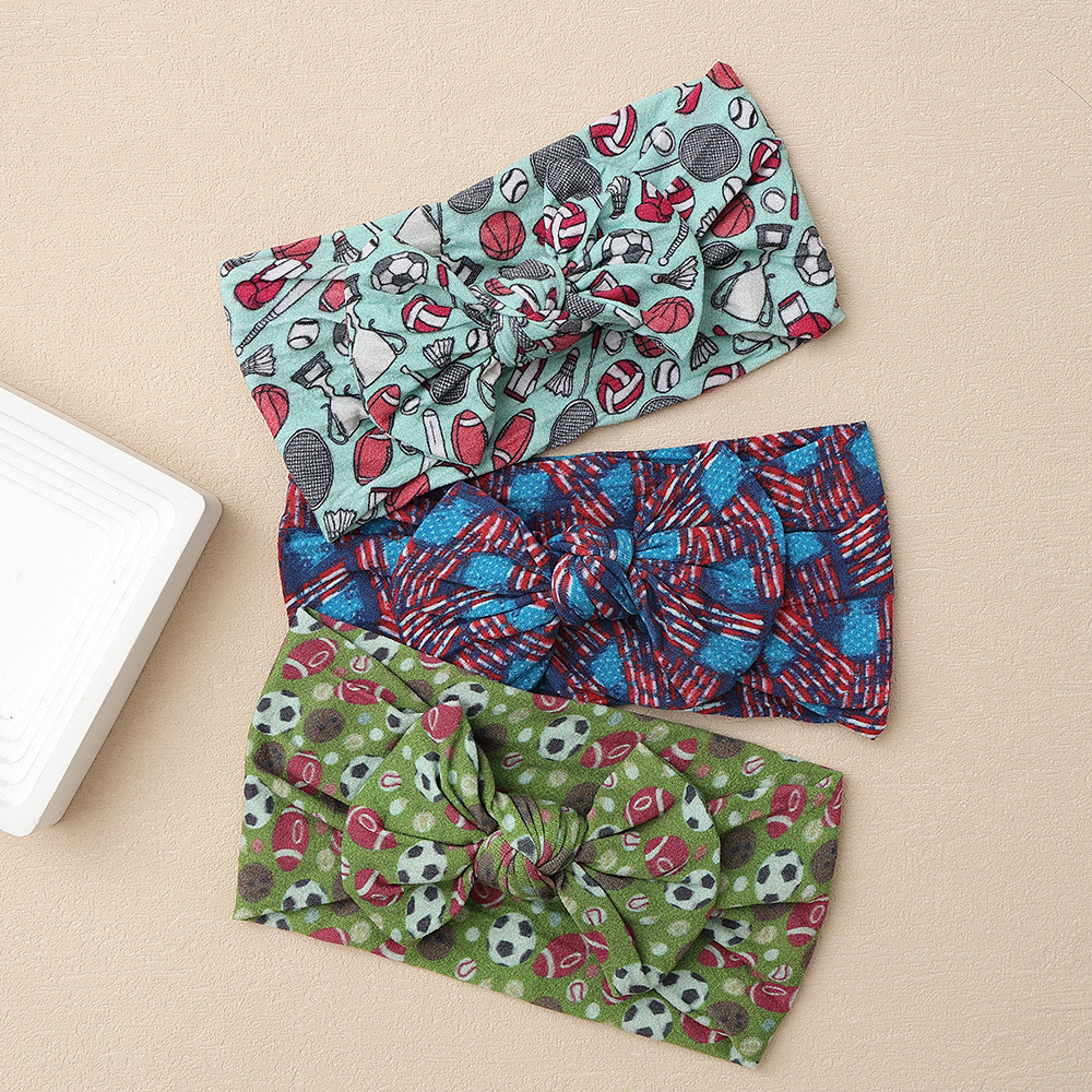 Nowe akcesoria do włosów dla dzieci w handlu zagranicznym, europejskie i amerykańskie, kokarda do włosów z nadrukiem cyfrowym, elastyczna nylonowa opaska na głowę dla niemowląt_voghion.com