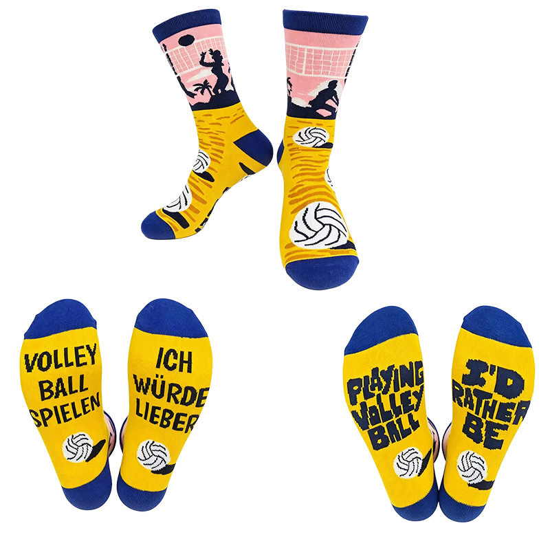 Beach Volleyball Socks, German and English High-Tube Jacquard Socks, Men's and Women's Casual Trendy Socks, Cotton Socks, Exclusively for Cross-Border Sales Beach Volleyball Socks, German and English High-Tube Jacquard Socks, Men's and Women's Casual Trendy Socks, Cotton Socks, Exclusively for Cross-Border Sales