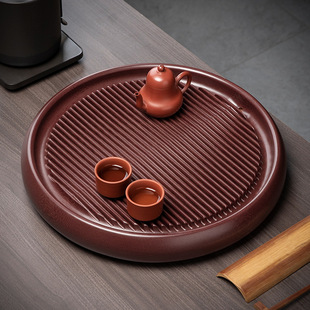 High-End New Round Bakelite Tea Tray for Home Office Kung Fu Tea Set Tea Table Dry and Wet Storage Dual-Purpose Tea Tray