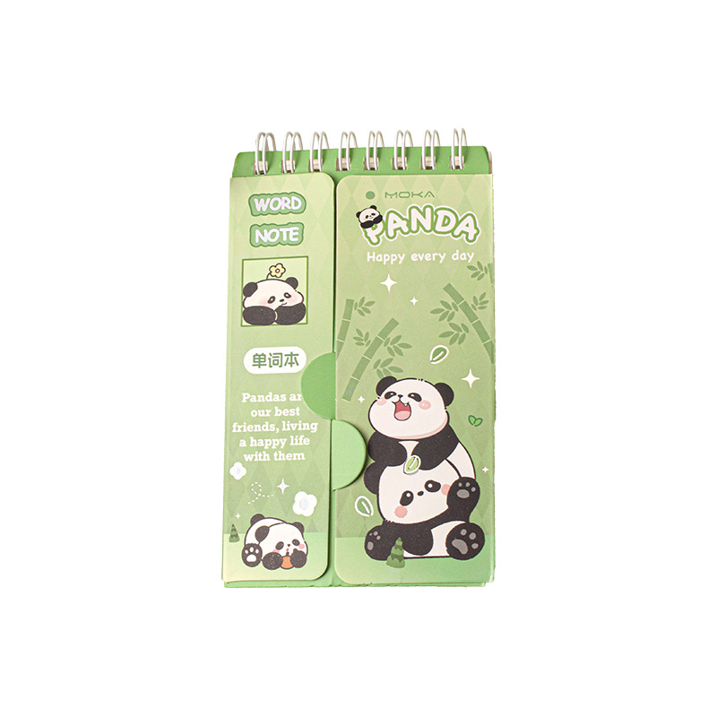 Libro de palabras Panda Libro de dibujos animados en inglés El diario portátil puede bloquear el cuaderno portátil de bolsillo pequeño